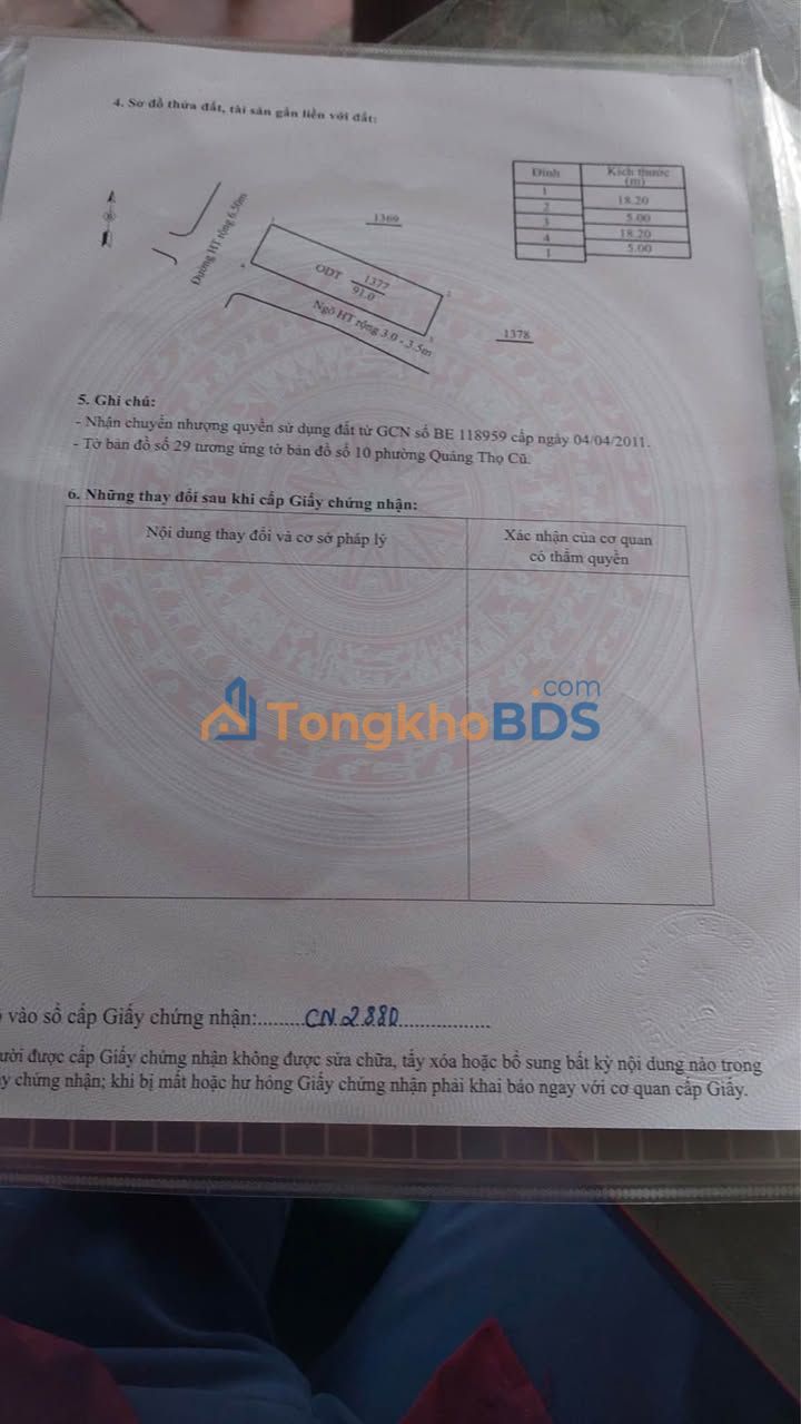 Đất nền Quảng Thọ 91m² giá 1,05 tỷ - Sổ đỏ sẵn sàng xây dựng