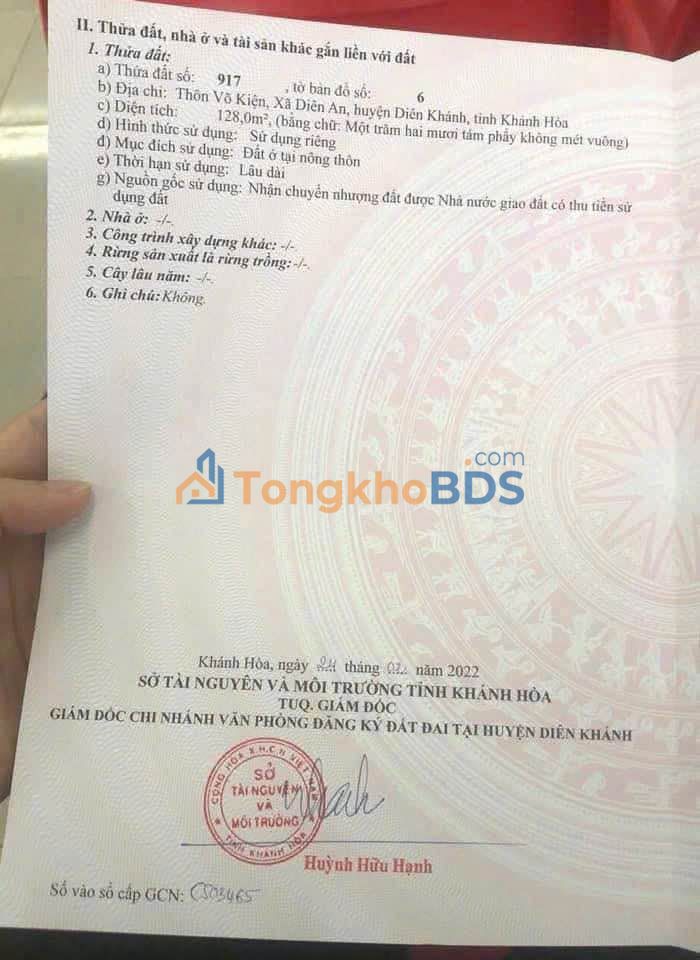 Bán Đất Vườn 128m² Diên An, Khánh Hòa - Sẵn Sàng Xây Nhà An Yên