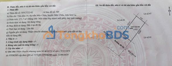 Đất nền QL6 Mộc Châu 171m² - Đất thổ cư 100%