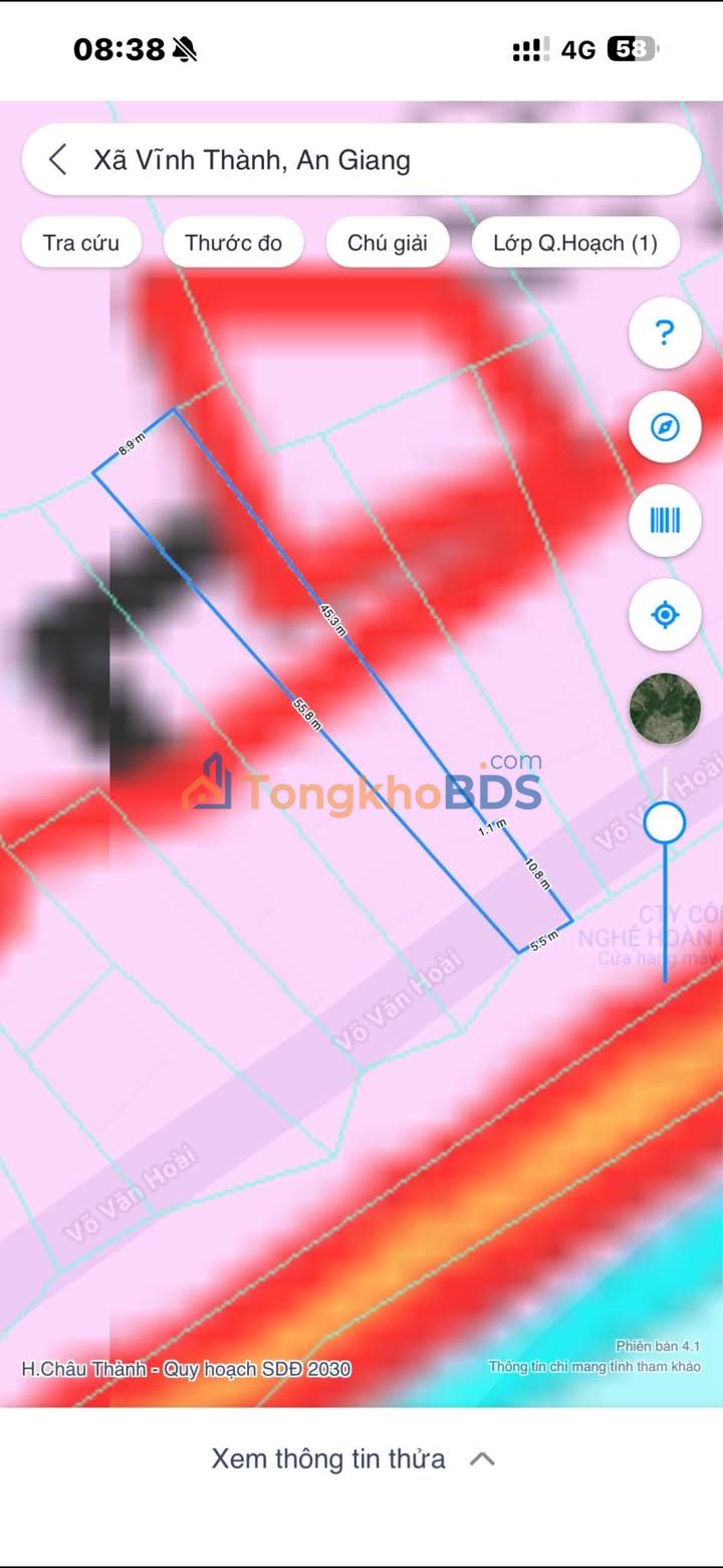 Đất Vĩnh Khánh Thoại Sơn 381m² - Mặt Tiền Võ Văn Hoài, Giá 850 Triệu