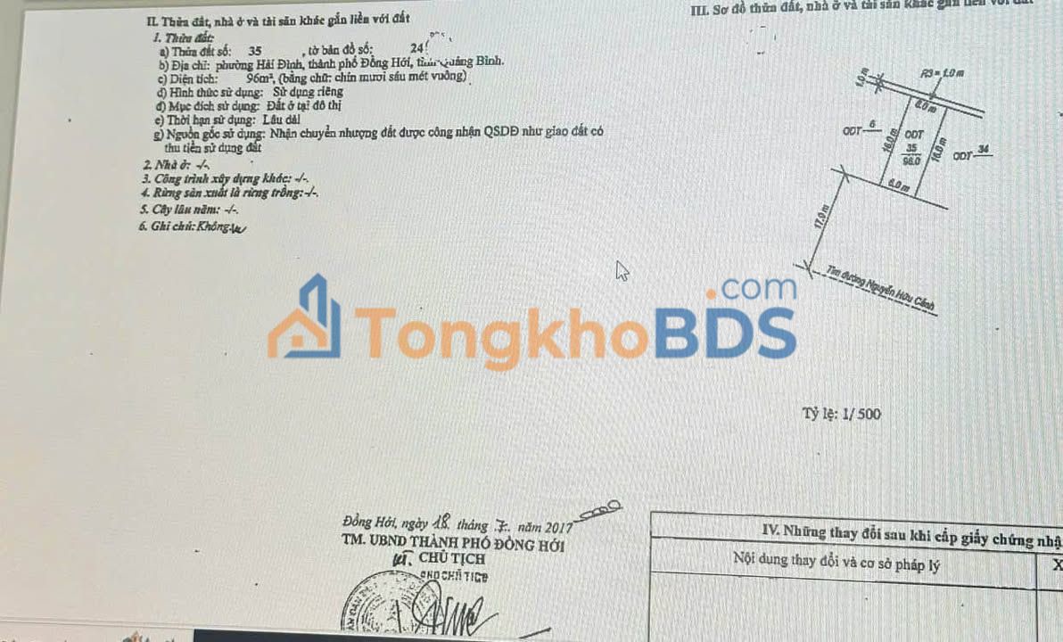 Đất trung tâm Đồng Hới 96m² (2-2.9 tỷ) - Sẵn sàng xây phòng cho thuê!