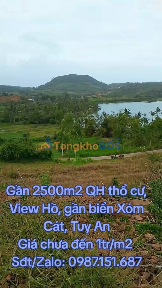 Đất nền Tuy An, Phú Yên 2435m² - View hồ, gần biển Xóm Cát