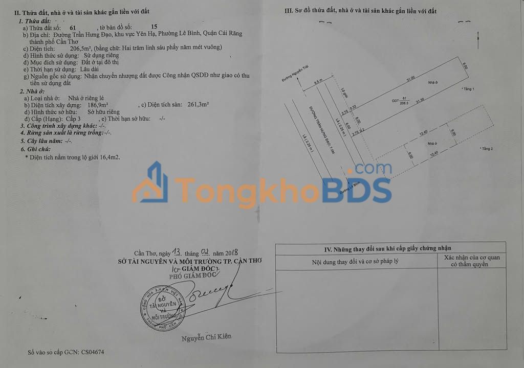 Nhà Mặt Tiền Trần Hưng Đạo, Cái Răng, Cần Thơ - 206.5m² Kinh Doanh Đắc Lợi