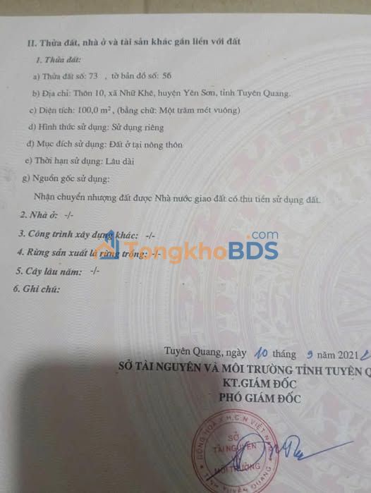 Đất nền Nhữ Khê Yên Sơn 100m2 - Sổ đỏ chính chủ