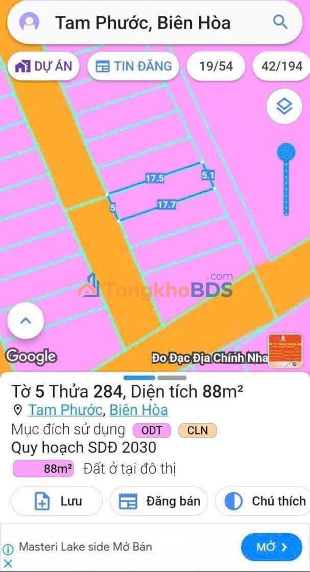 Đất thổ cư 50m² Phường Tam Phước, Biên Hòa - Giá tốt, Sẵn sổ