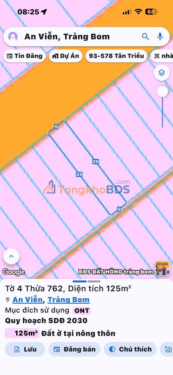Đất Nền Sổ Riêng 125m² Ấp 5 An Viễn, Trảng Bom - Giá 999 Triệu Chính Chủ