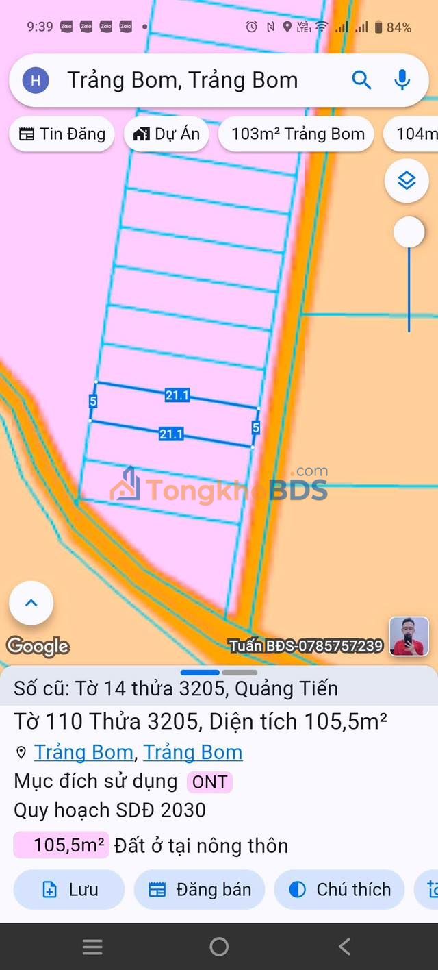 Đất nền Quảng Tiến Trảng Bom 105m2 8xx triệu - Sổ đỏ chính chủ