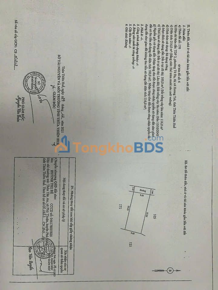 Đất Thổ Cư Hương Trà 215m² - Sổ Hồng Sẵn Sàng - Giá Đầu Tư 1.1 Tỷ