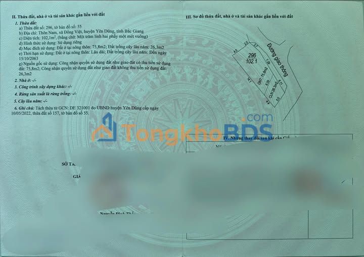 Đất Lô Góc 102m² Đồng Việt, Bắc Ninh - Giá 820 Triệu