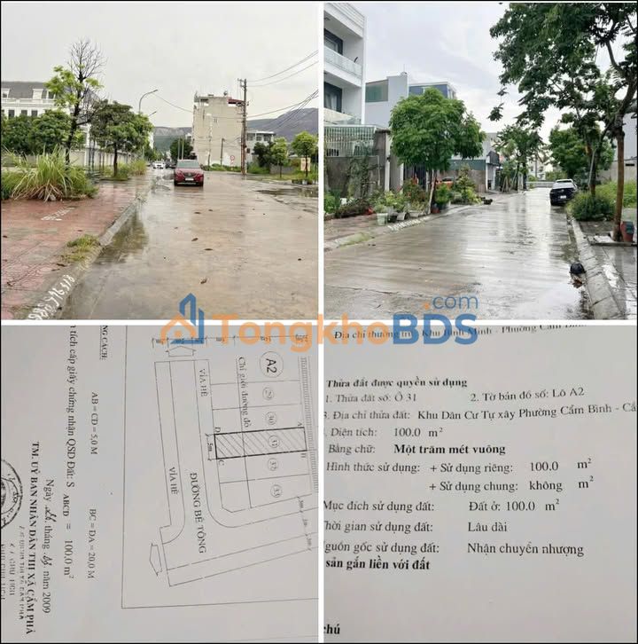 Đất nền Cẩm Bình, Cẩm Phả 100m² - Lô góc, hướng Nam, giá 2.5 tỷ