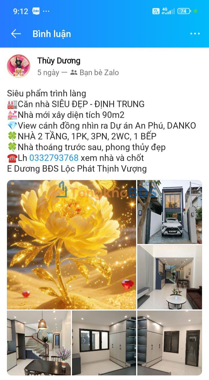 Nhà 2 Tầng Phường Định Trung, Vĩnh Yên 90m² - View Cánh Đồng, Phong Thủy Tốt