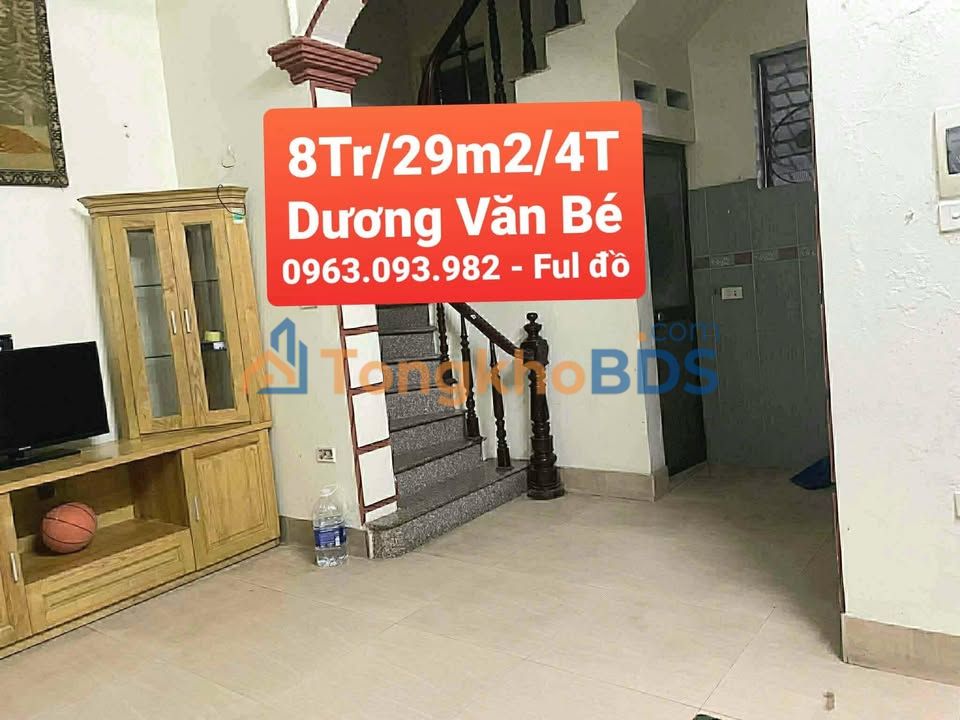 Cho thuê nhà 4 tầng 29m² ngõ 153 Dương Văn Bé, Hai Bà Trưng - 8 triệu/th