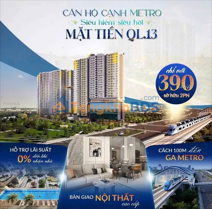 Căn hộ Bcons NewSky 65m² - Mặt tiền QL13, Bình Dương - Giá từ 2.6 tỷ