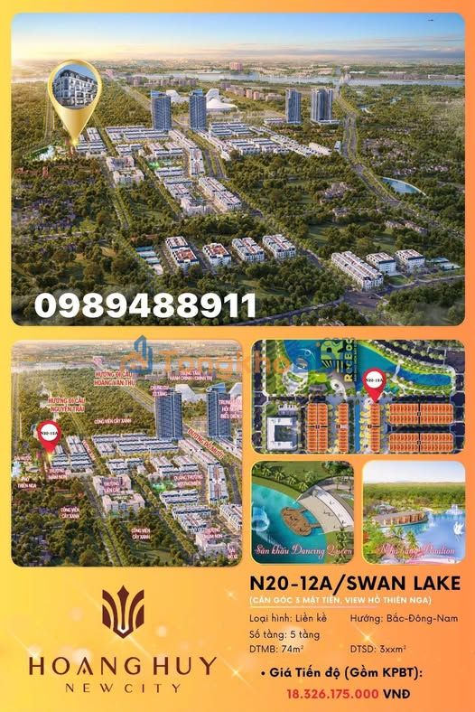 Townhouse Hoang Huy New City 74m² 18.33 tỷ - Kinh doanh hiem