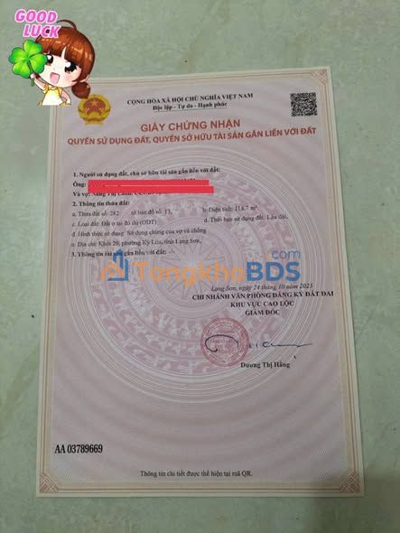 Bán đất Khối 29 Cao Lộc 118m² - Full thổ cư, ô tô vào tận nơi