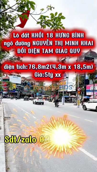 Bán đất hướng Nam 77m² Nguyễn Thị Minh Khai, TP Vinh - Sẵn sổ, giá tốt