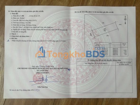 Lô đất Phan Thôn Vinh 90m² 2 tỷ - Sổ đỏ chính chủ