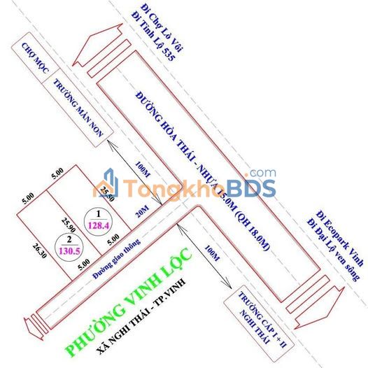 Đất nền Nghi Thái, Vinh Lộc 128-130m² - Bám đường nhựa, sát chợ, giá đầu tư 2 tỷ