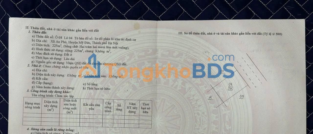 Đất Tái Định Cư Hoài Đức 225m² - Giá Tốt Nhất Thị Trường 2.25 Tỷ