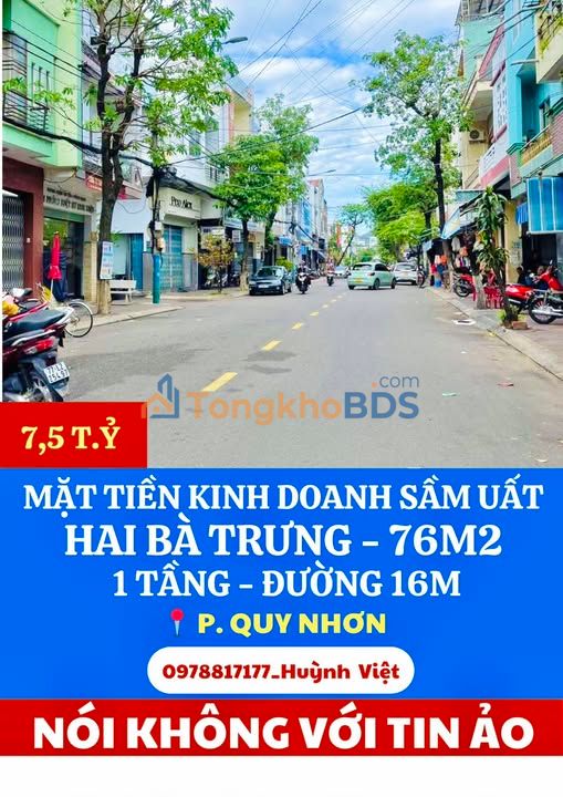 Nhà phố Hai Bà Trưng Quy Nhơn 76m² 7 tỷ - Chính chủ