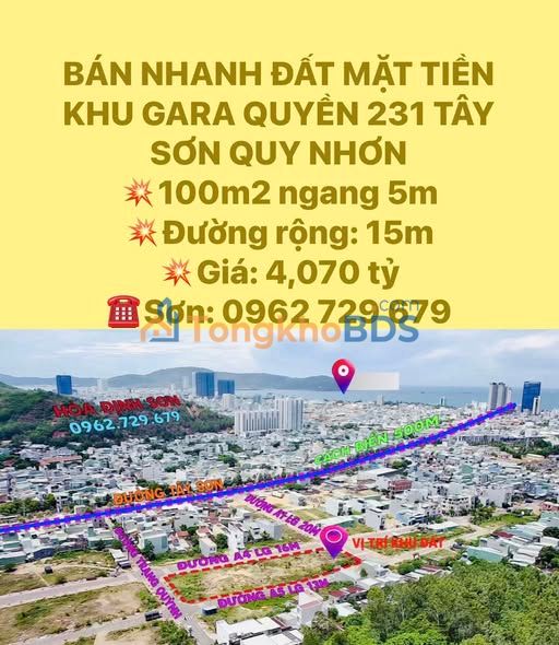 Đất Mặt Tiền Tây Sơn, Quy Nhơn - 100m², Ngang 5m, Giá 4.07 Tỷ