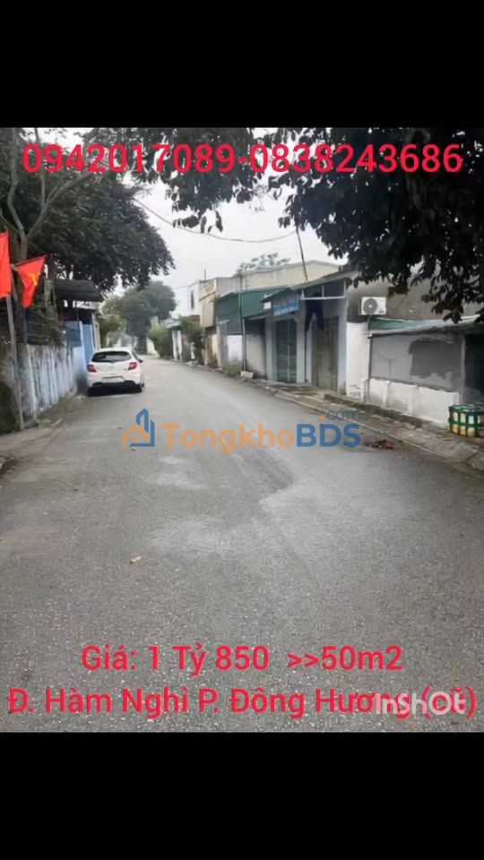 Bán Đất Vàng Mặt Tiền Hàm Nghi, Đông Hương - 50m², 1.85 Tỷ