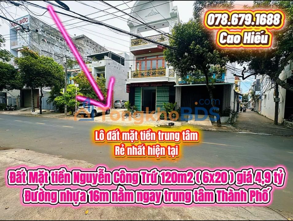 Đất Mặt tiền Nguyễn Công Trứ Tuy Hoà 120m² - Giá 4.9 tỷ