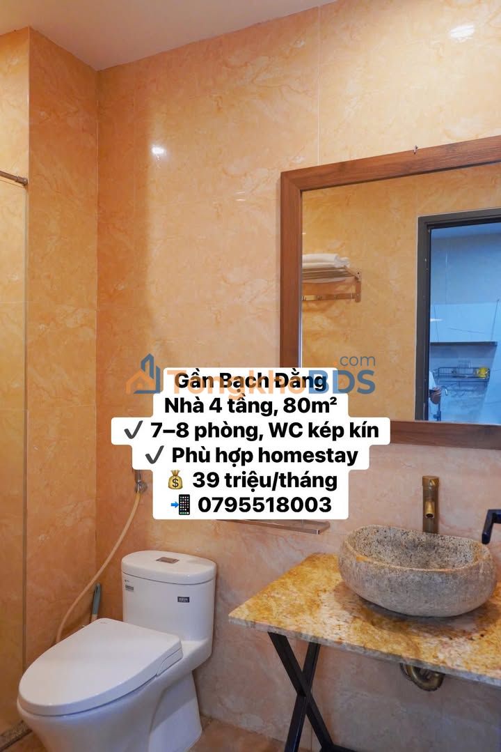 Cho thuê nhà 80m² 8 phòng khép kín, mặt tiền Bạch Đằng, Đà Nẵng