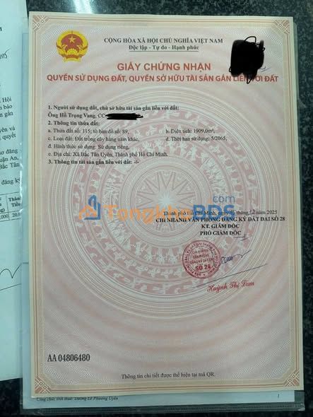 Đất Bắc Tân Uyên 1.909m² Mặt tiền nhựa 36.87m - Đầu tư sinh lời