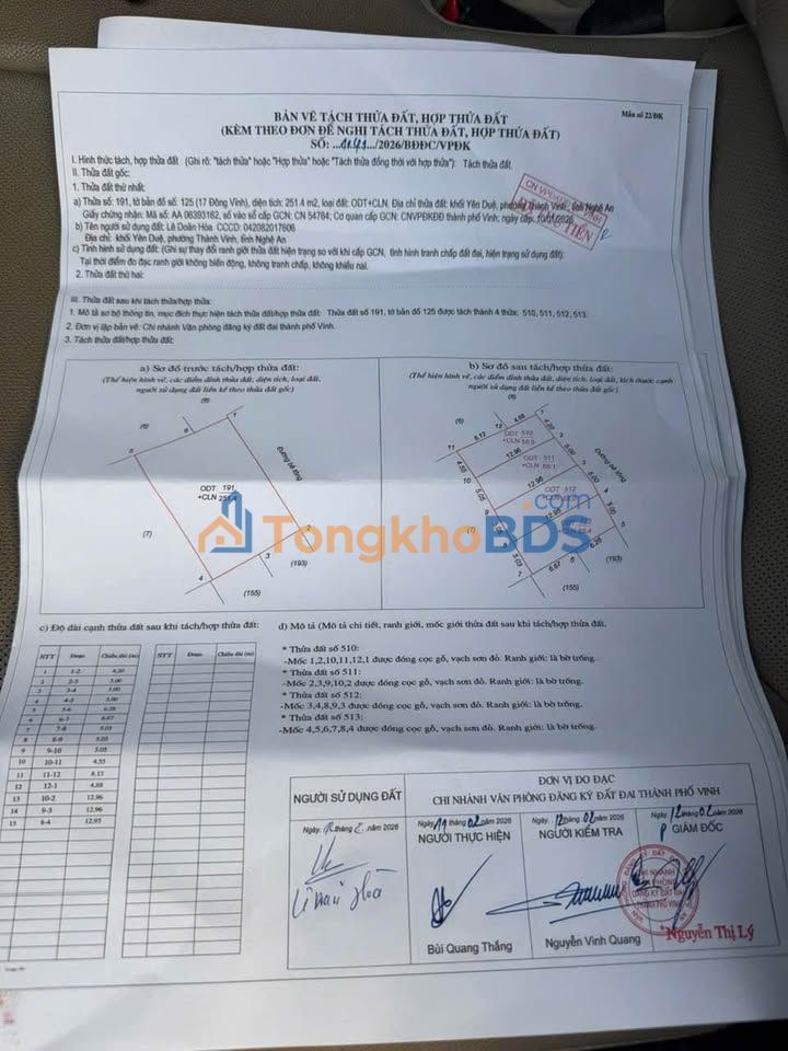 Đất Nền Yên Duệ, Vinh: 65.4m² Sổ Đỏ Chính Chủ - Giá 2.2 Tỷ