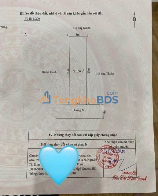 Đất Đằng Hải Hải An 100m² 184tr - Sổ đỏ chính chủ