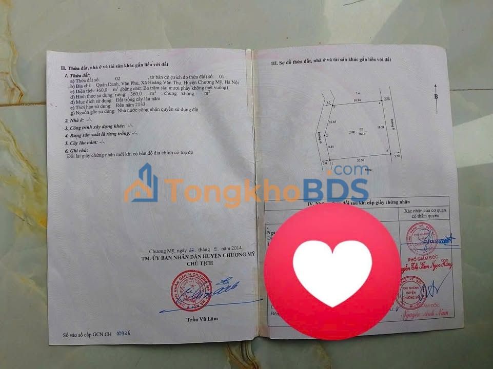 Bán Đất Vườn 360m² Hoàng Văn Thụ, Chương Mỹ - 1.6 Tỷ, 2 Mặt Tiền Đường Oto