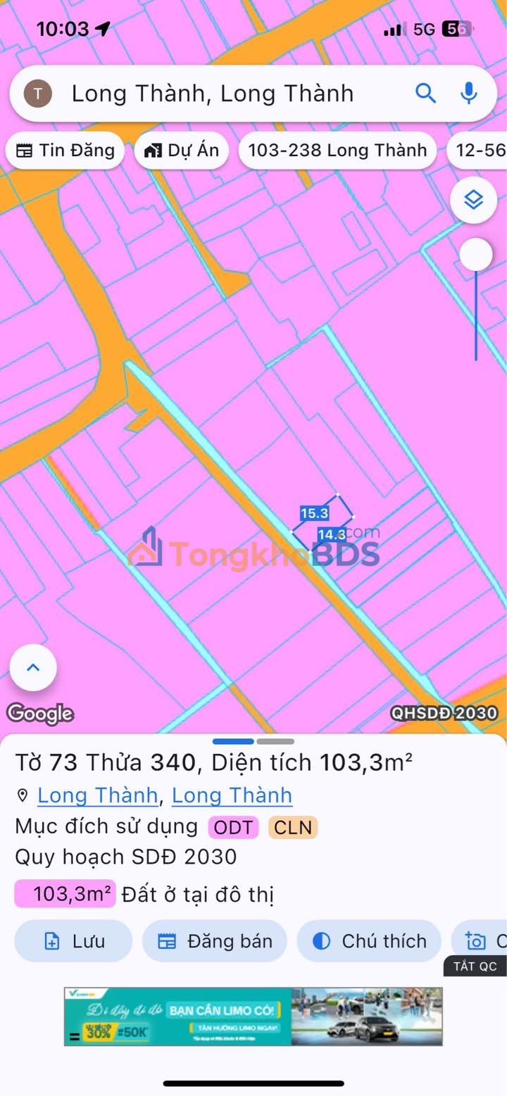 Bán đất trung tâm Long Thành 105m² - Sổ đỏ thổ cư, kinh doanh/ở tốt