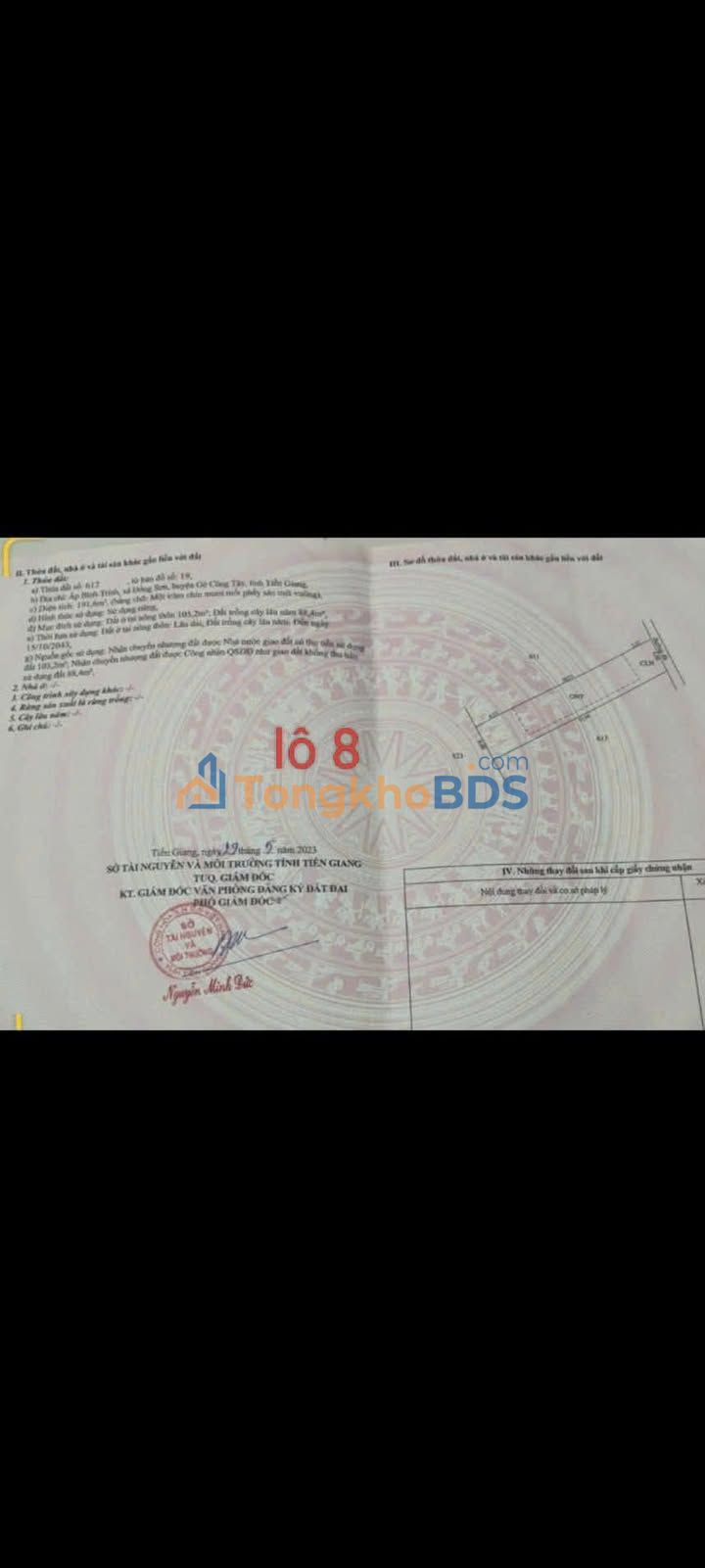 Đất nền Gò Công Tây 192m² - Sổ hồng 100% thổ cư, giá 180 triệu chốt ngay!