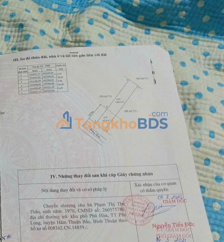 Bán đất thổ cư 147m² mặt tiền đường nhựa Hàm Liêm, Bình Thuận - Giá 1.1 tỷ