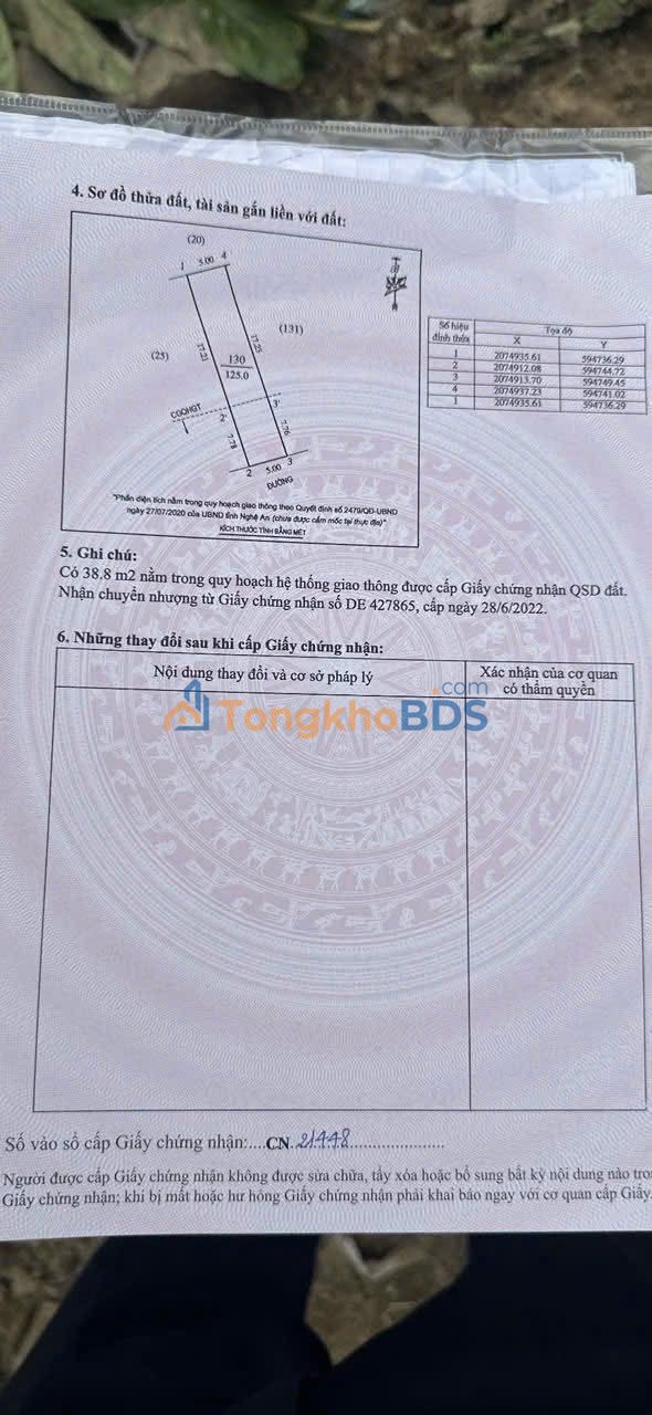 Đất Mặt Tiền Đường Bắc Liên Vinh 125m² Full Thổ Cư - Giá 2.25 Tỷ