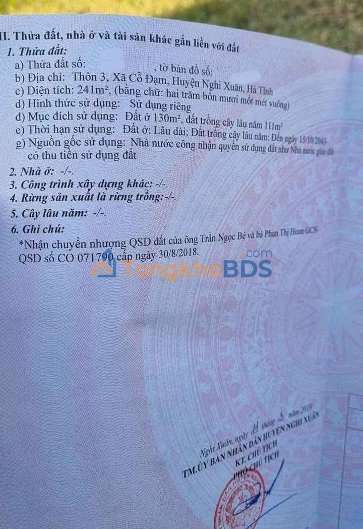 Đất nền Nghi Lộc 230m² - Sổ đỏ chính chủ, đường 6m ô tô