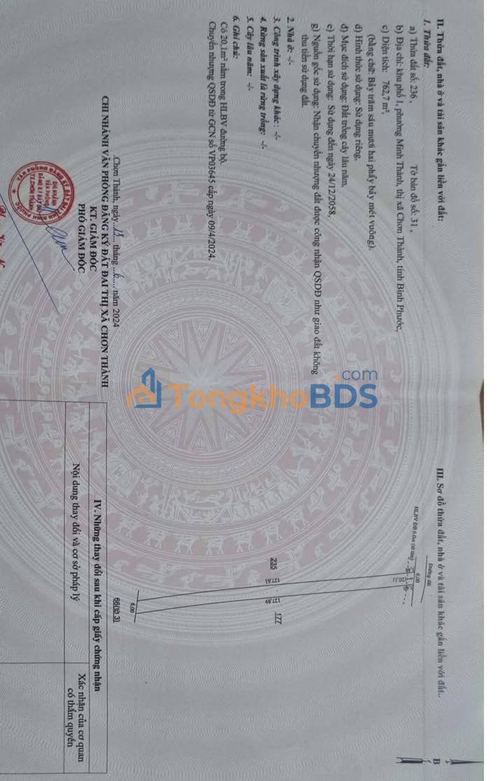 Bán Đất Sổ Riêng 762m² Phường Minh Thành, Bình Phước - Giá 300 Triệu