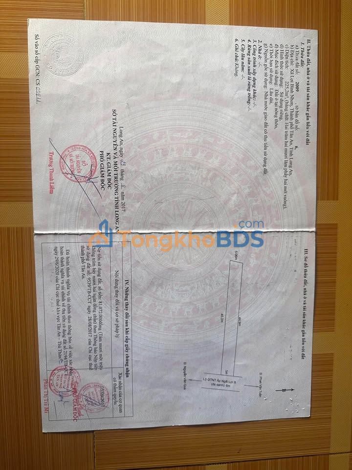 Bán đất thổ 225m² Phường Khánh Hậu, Tân An - Có nhà cấp 4 mới 90%