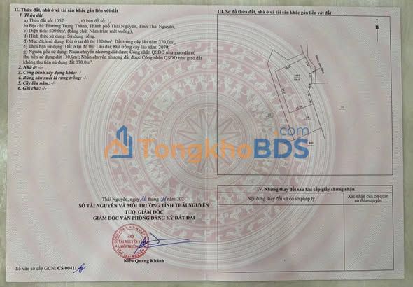 Đất nền 500m² mặt tiền Việt Bắc, Thái Nguyên - Sổ đỏ thổ cư 130m²