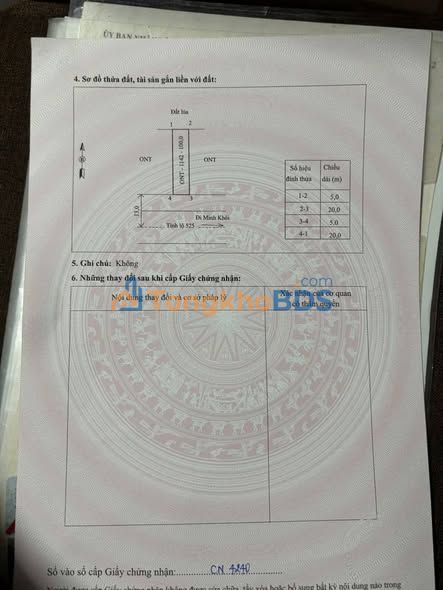 Bán đất mặt tiền Tỉnh lộ 525, Minh Nghĩa, Thanh Hóa - 100m² giá tốt