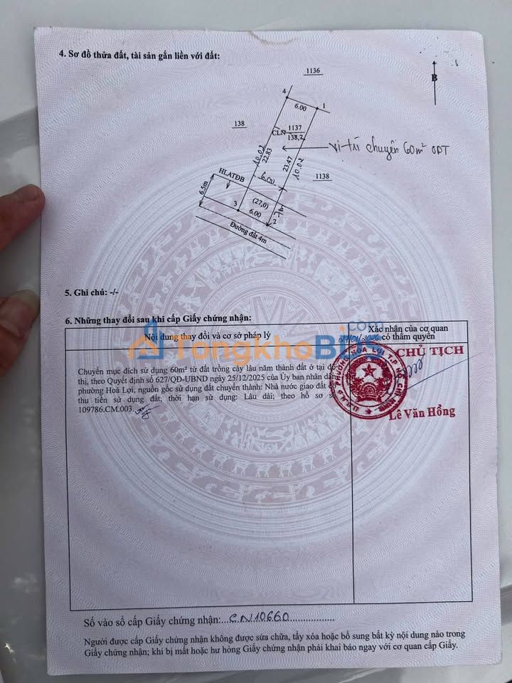 Đất Nền Hòa Lợi - Bến Cát 138m² Giá 1.1 Tỷ - Gần Chợ Nhật Huy