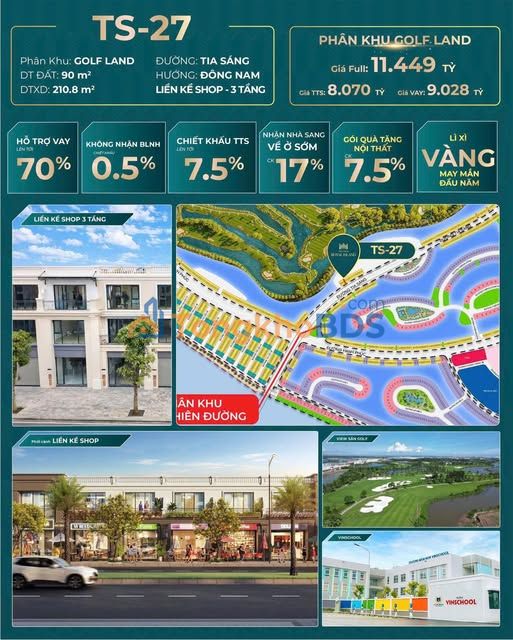 Shophouse Golfland Hải Phòng - 90m² Kinh doanh Đắc Lộc, View Sân Golf