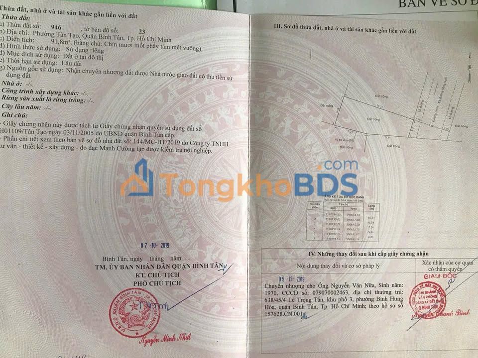 Đất Vàng 92m² Mặt Tiền Hẻm Xe Tải Hồ Văn Long, Bình Tân - Giá Tốt