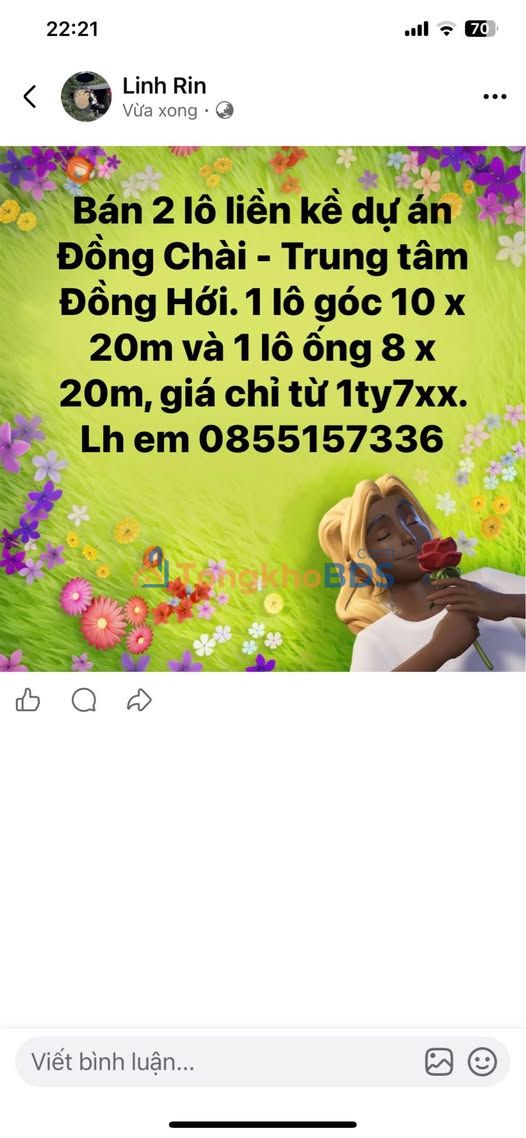 Bán Gấp 2 Lô Liền Kề Dự Án Đồng Chài, Đồng Hới - 360m² Giá 1.7 Tỷ