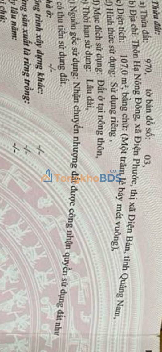 Đất nền Điện Phước 107m² 520tr - Sổ hồng chính chủ