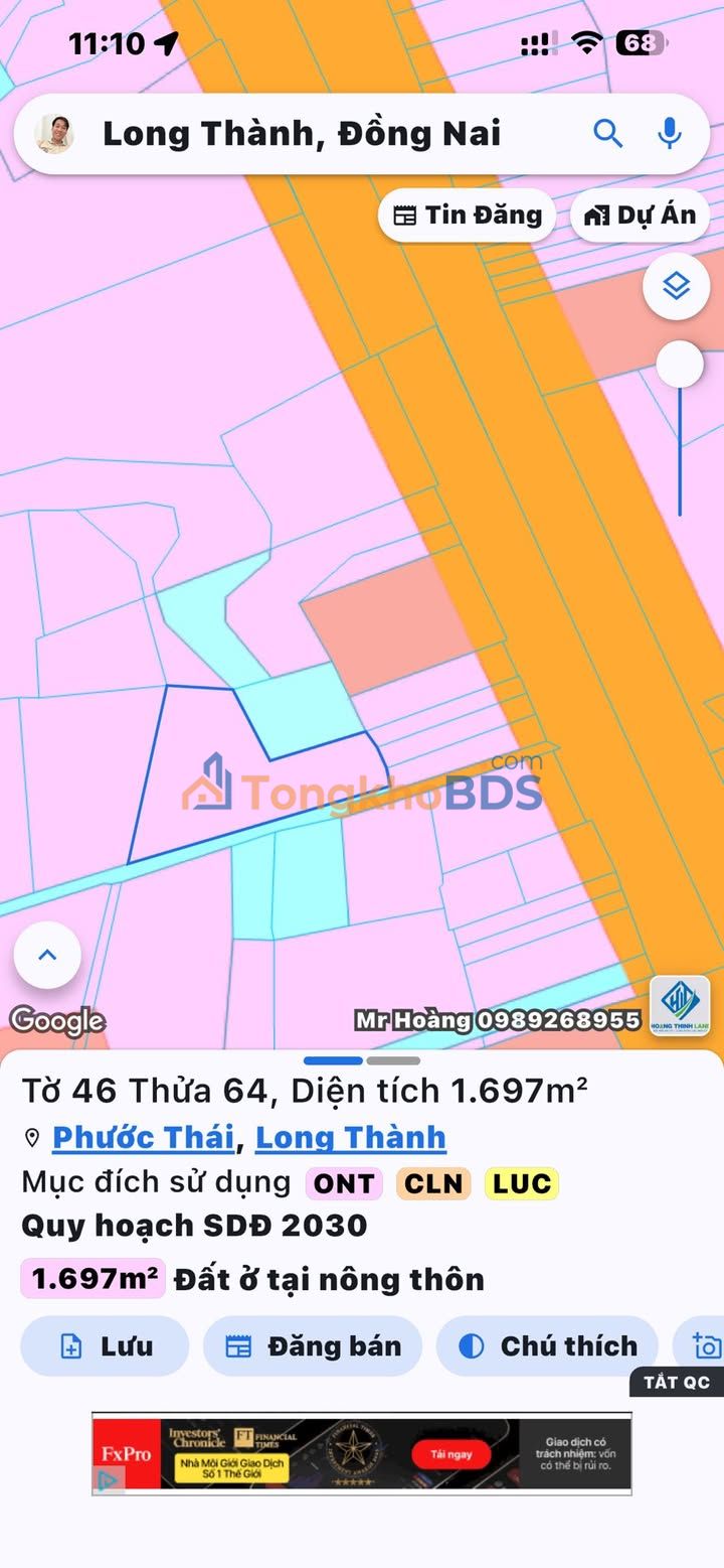 Đất nền Long Thành 1697m² - Sát QL51, Giá Ngộp Đầu Tư