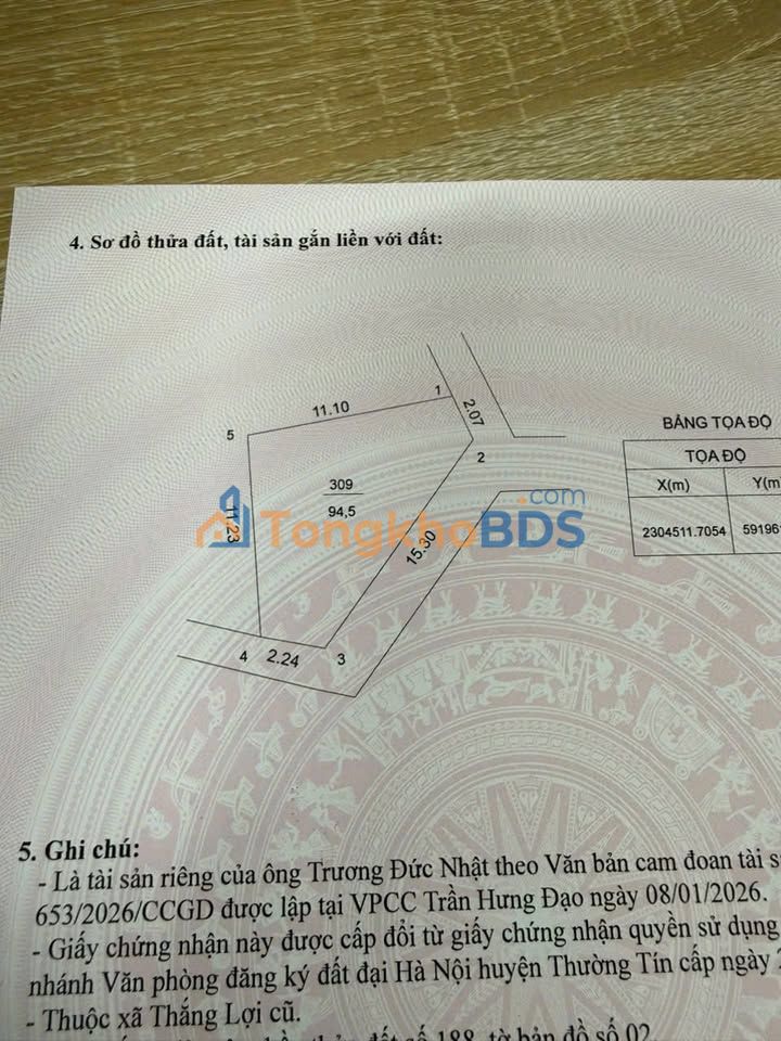 Đất Lô Góc Vin Olympic Thường Tín 94.5m² - Sát QL1A, Kinh doanh Tốt