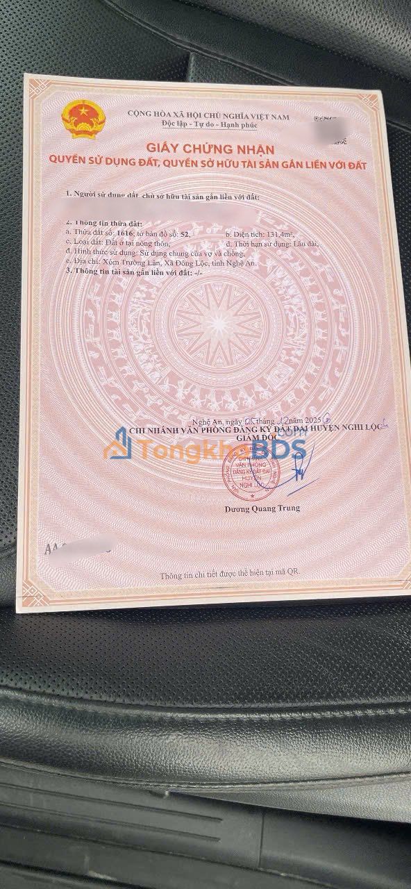 Đất Nền Nghi Trường - Sổ Đỏ 131.4m² - Gần Thắng Cảnh Cò Bay - Giá 1.6 Tỷ