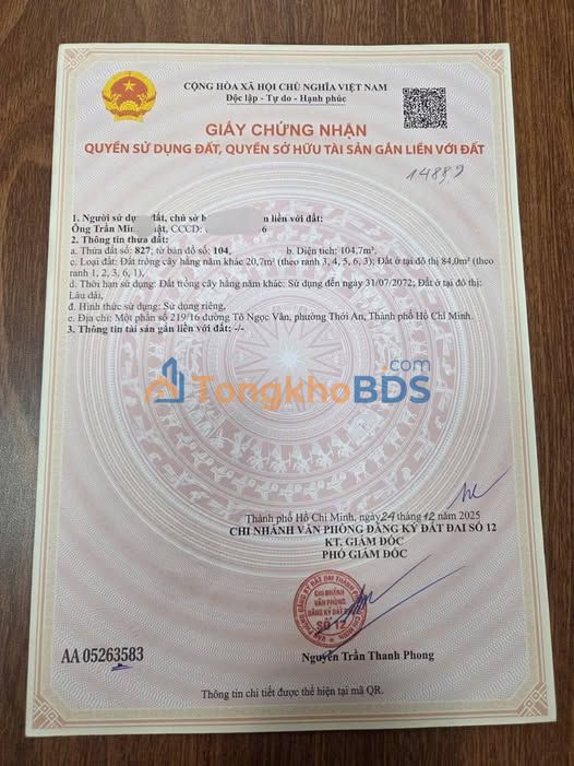 Đất Thạnh Xuân Q12 - 100m² Hai Mặt Tiền - Giá 5.5 Tỷ